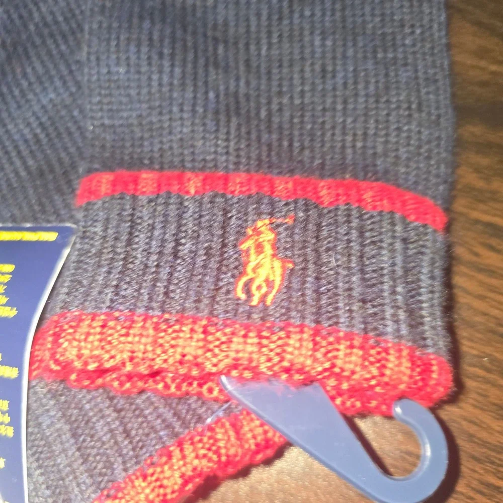 Polo Ralph Lauren Knit Gloves One Size 8-20 Boys Navy Blue 100% Wool Pony Logo